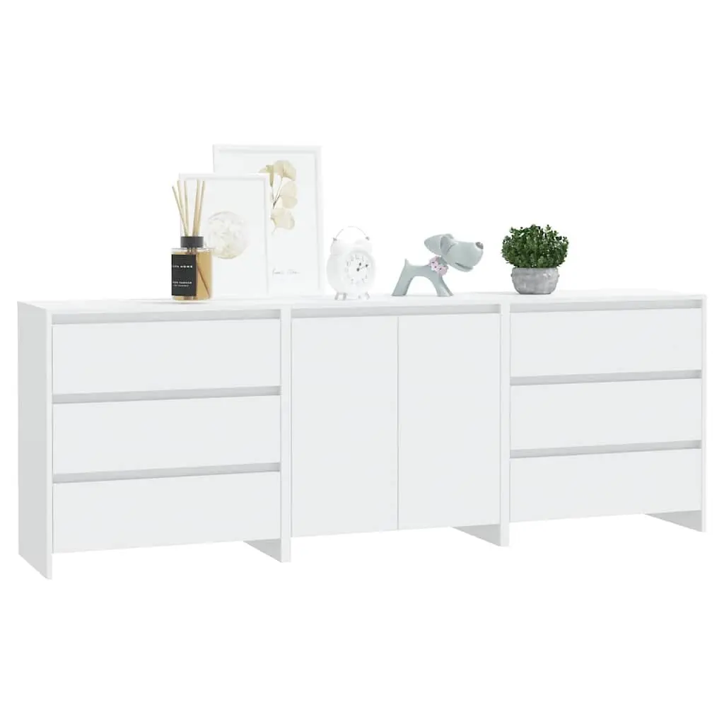 3 Piece Sideboard Storage Cabinet White Decorative Display Unit