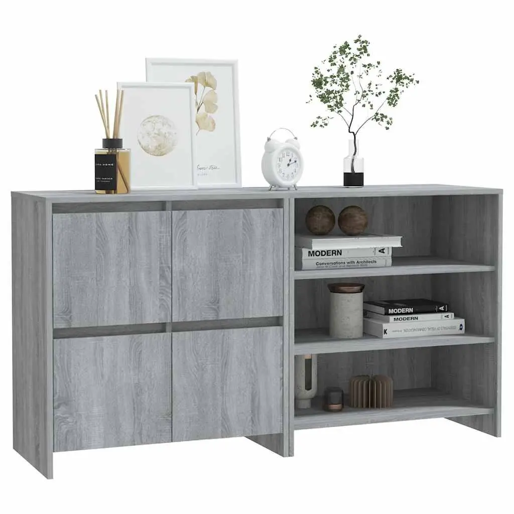 2 Piece Sideboard Grey Storage Cabinet Buffet Furniture Decor Display Unit
