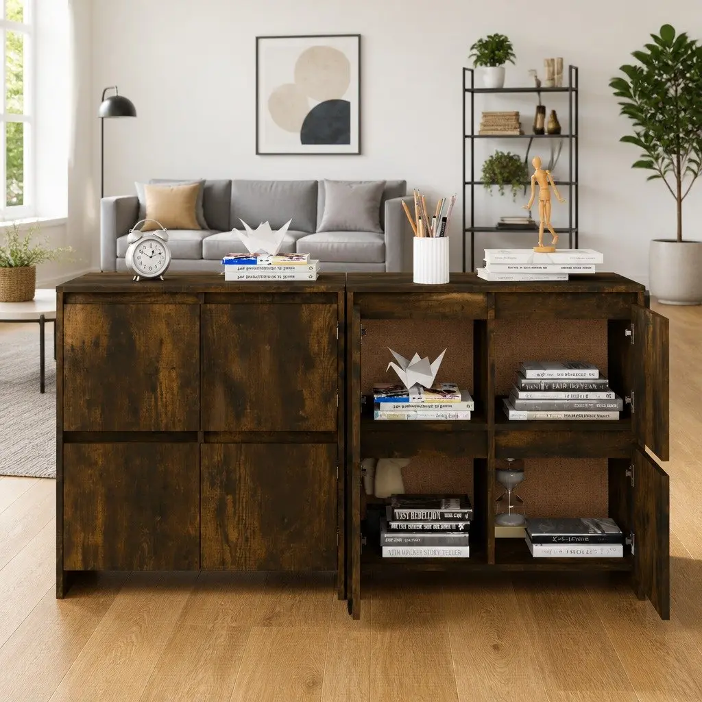 2-Piece Brown Storage Sideboards