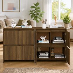 Reliable Brown Oak Sideboards - 2 Pcs for Your Home