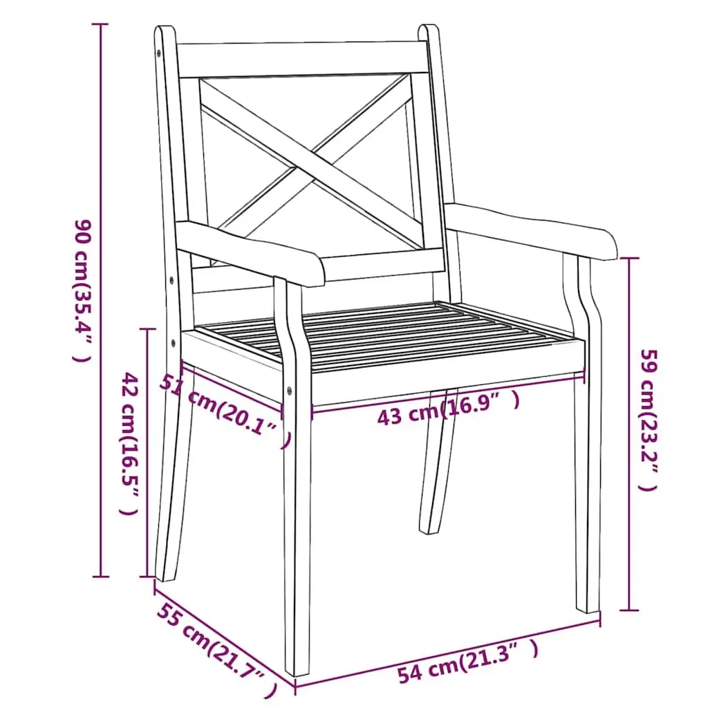 Outdoor Dining Chairs Set of 8 Solid Wood Garden Patio Seating Brown