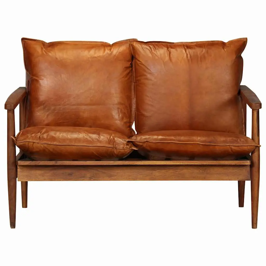 3 Piece Sofa Set with Acacia Frame and Goat Leather