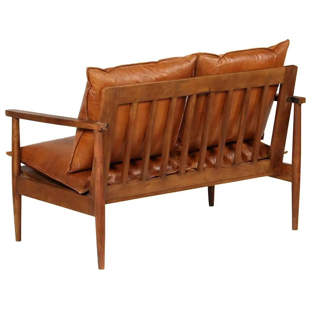 3 Piece Sofa Set with Acacia Frame and Goat Leather