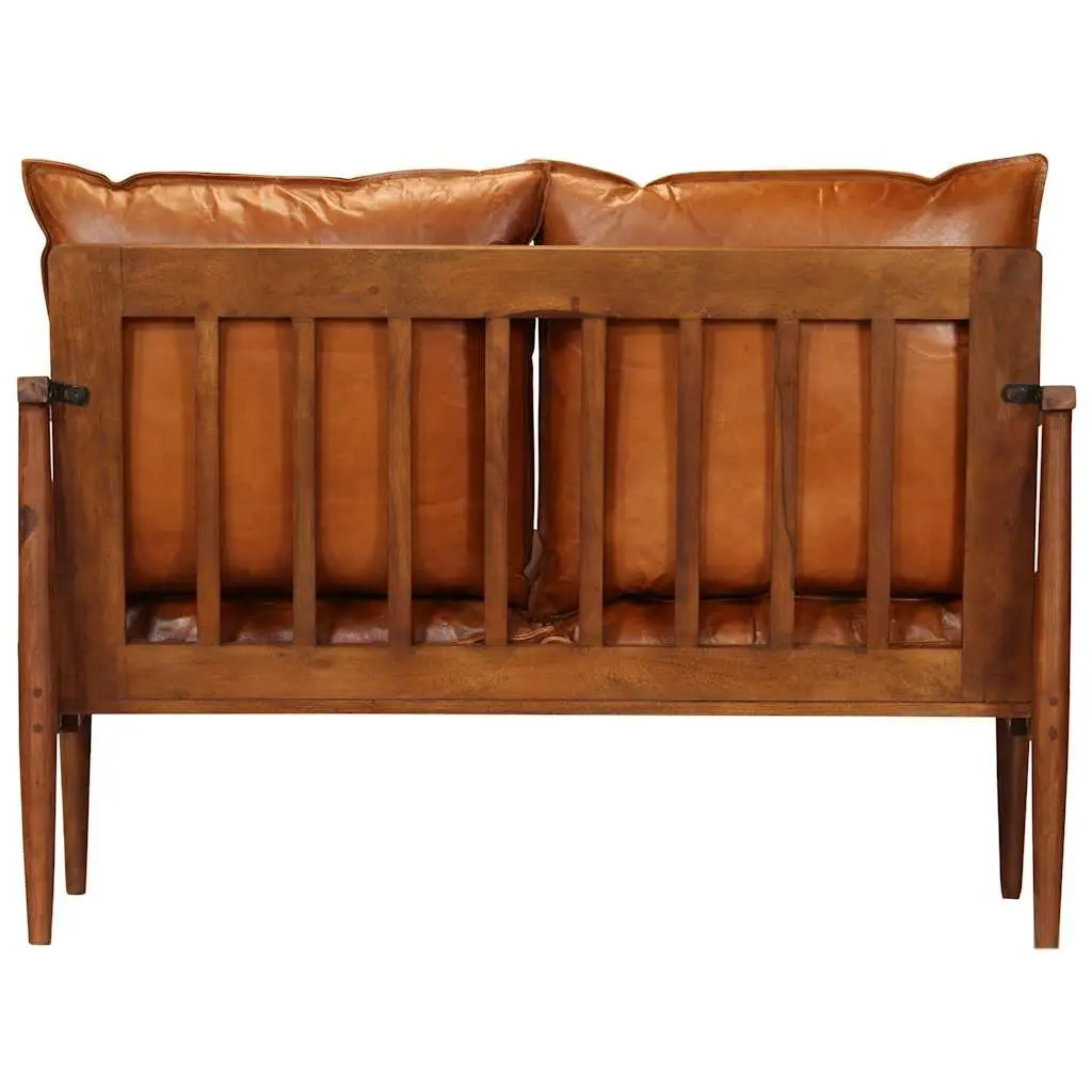3 Piece Sofa Set with Acacia Frame and Goat Leather