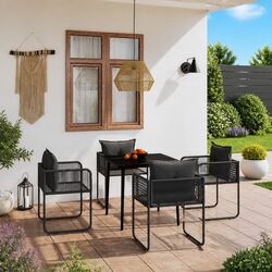 Value-Driven 5 Piece Outdoor Dining Set with Rattan Chairs