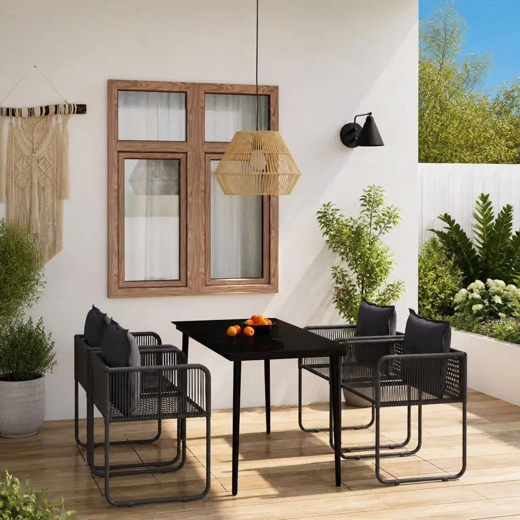 5 Piece Outdoor Dining Set Black Garden Table Chairs