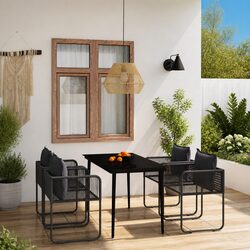 5 Piece Black Garden Dining Set with Practical Features