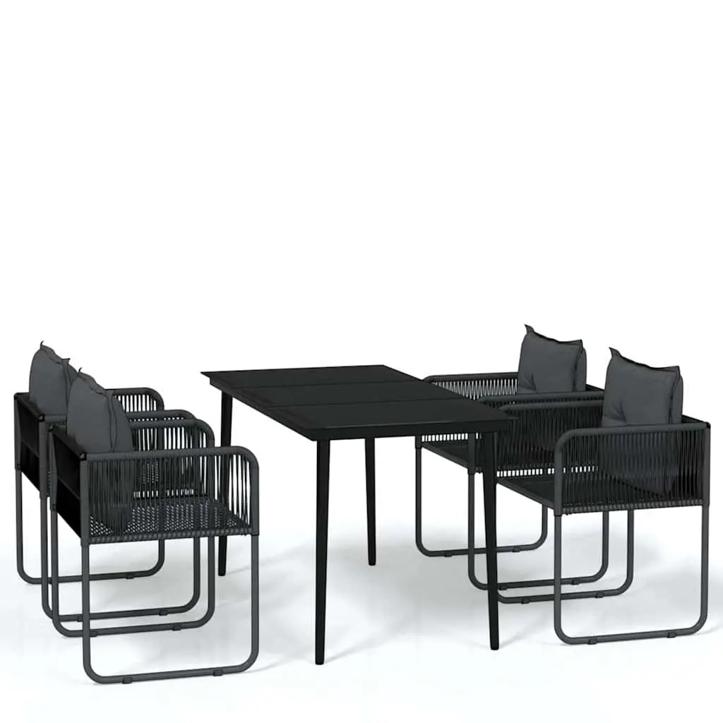 5 Piece Outdoor Dining Set Black Garden Table Chairs