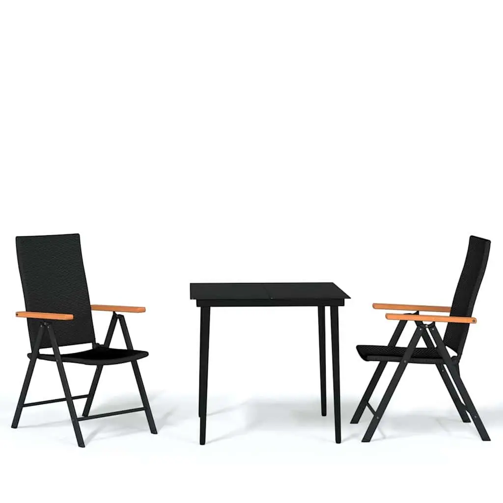 3-Piece Garden Dining Set with Rattan Chairs