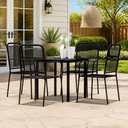 Outdoor Dining Set 5 Piece Garden Furniture Black Patio Table Chairs