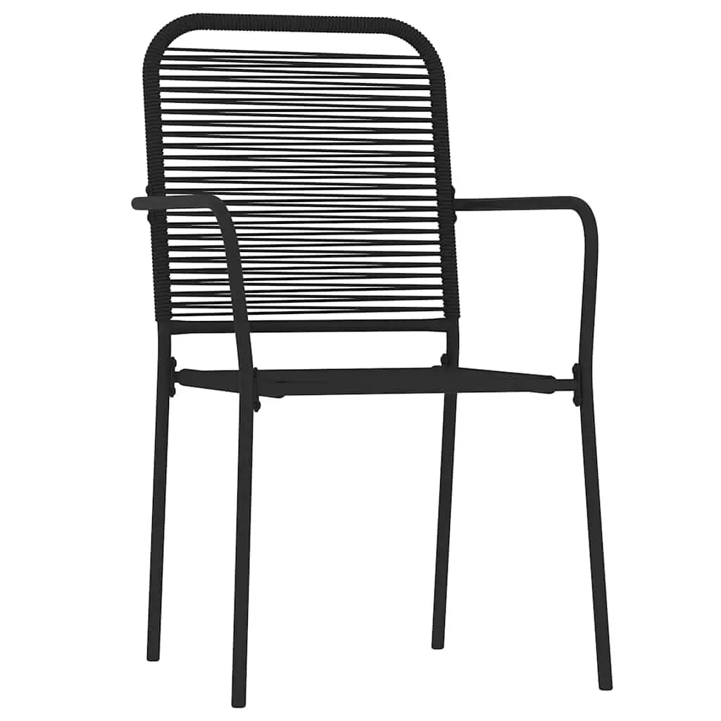 5 Piece Garden Dining Set Black Outdoor Patio Furniture Steel Frame Glass Table