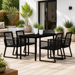 Reliable Black 5-Piece Garden Dining Set for Your Space