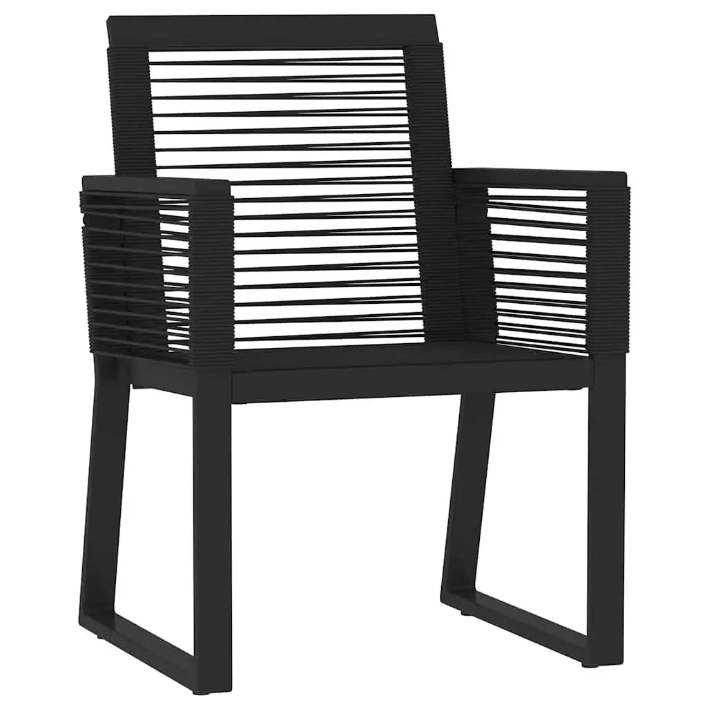 7 Piece Outdoor Garden Dining Set Black Steel Frame Glass Table Chairs
