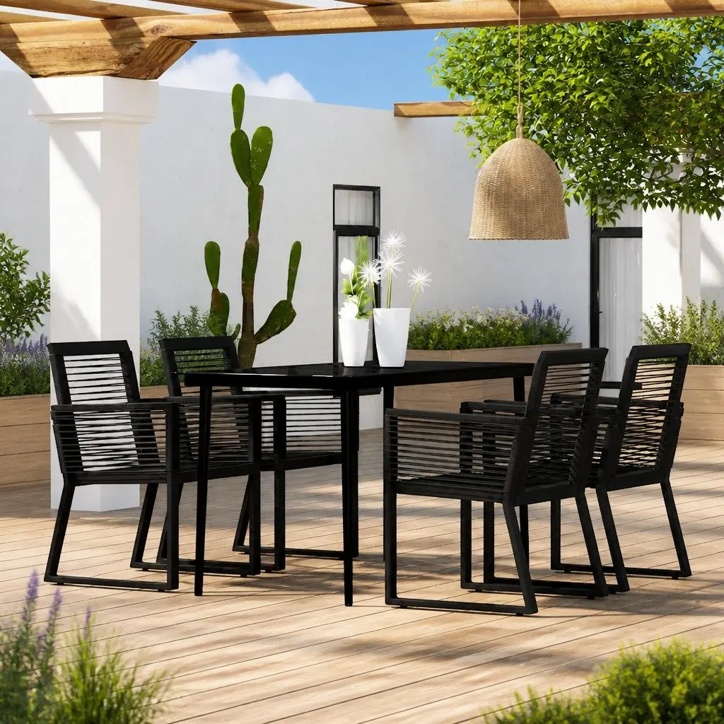 5 Piece Outdoor Dining Set with Black Steel Frame