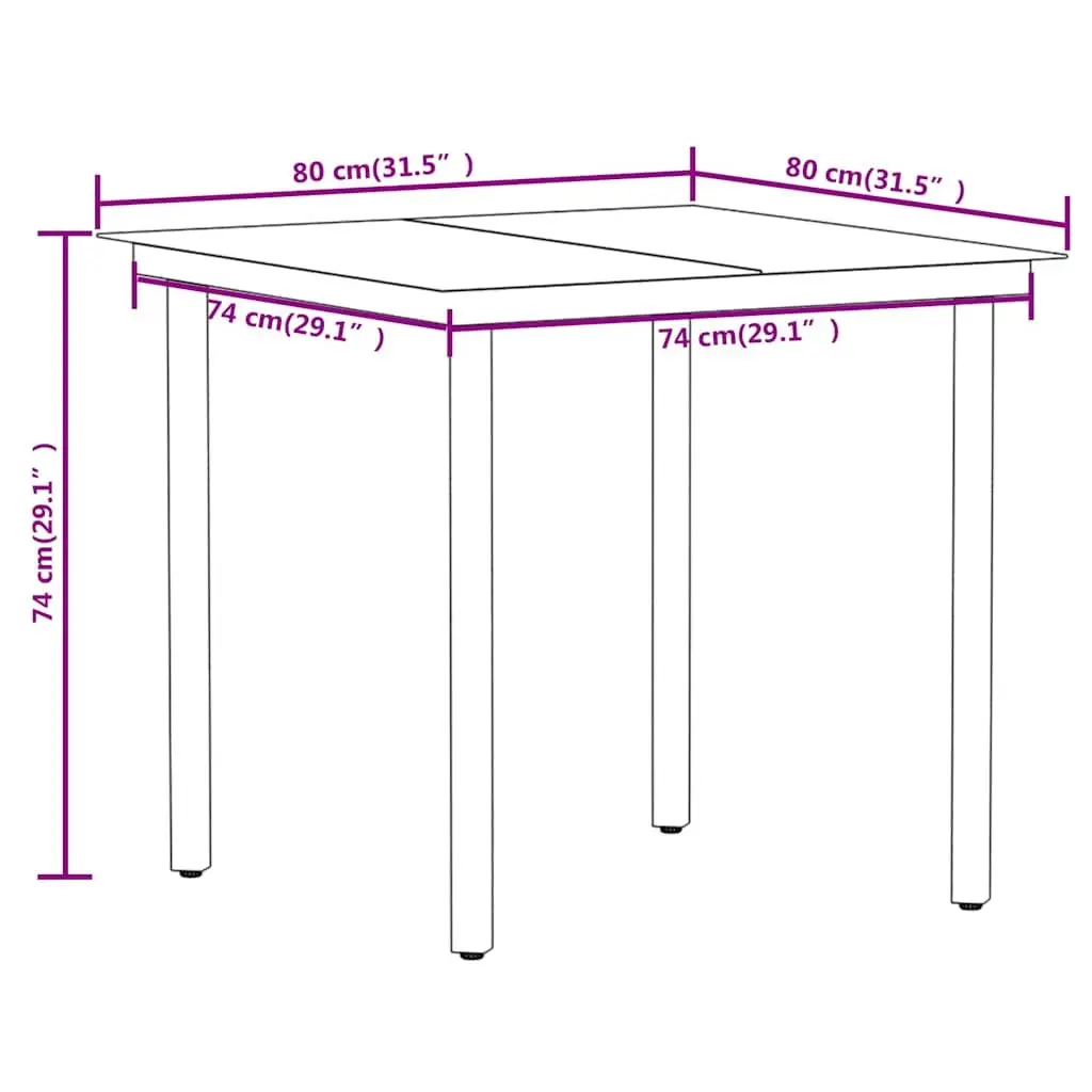 3 Piece Garden Dining Set Outdoor Patio Table Chairs Black Steel Frame Glass Top