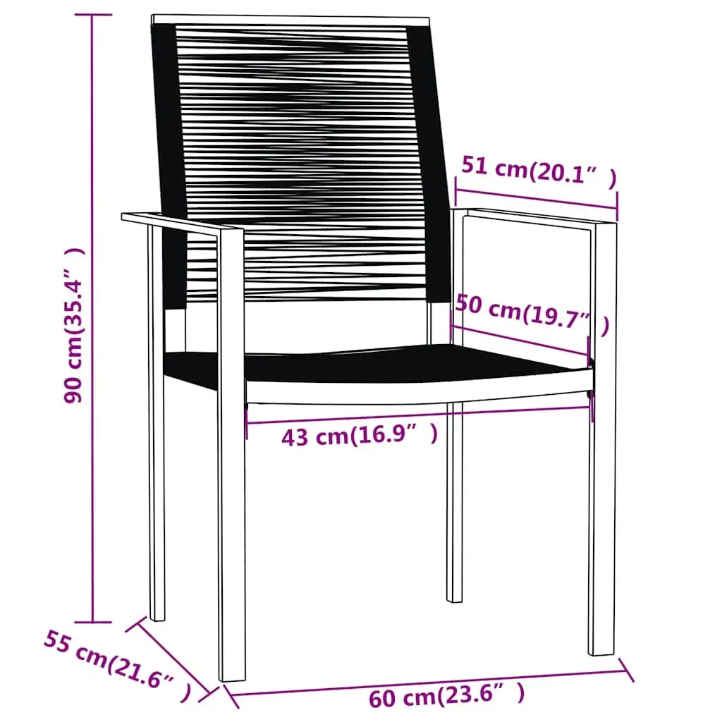 7 Piece Outdoor Dining Set Black Glass Table Rattan Chairs