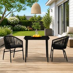 Value-Driven 3-Piece Black Garden Dining Set