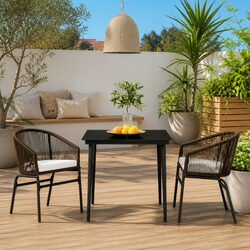 Reliable 3 Piece Garden Dining Set with Glass Top