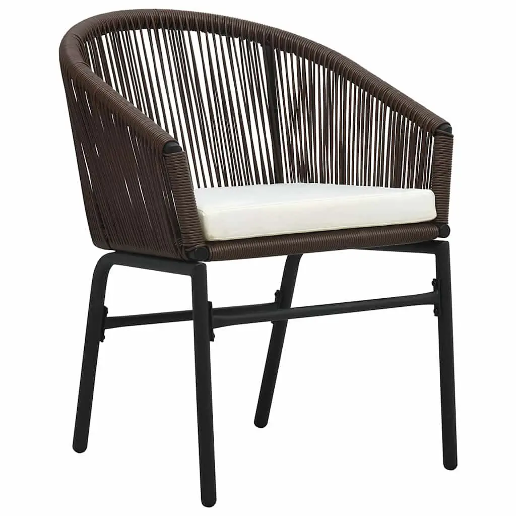 Garden Dining Set 3 Piece Outdoor Patio Furniture Brown Glass Table Rattan Chairs