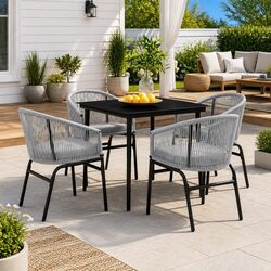 Comfortable 5 Piece Grey Dining Set for Outdoor Gatherings
