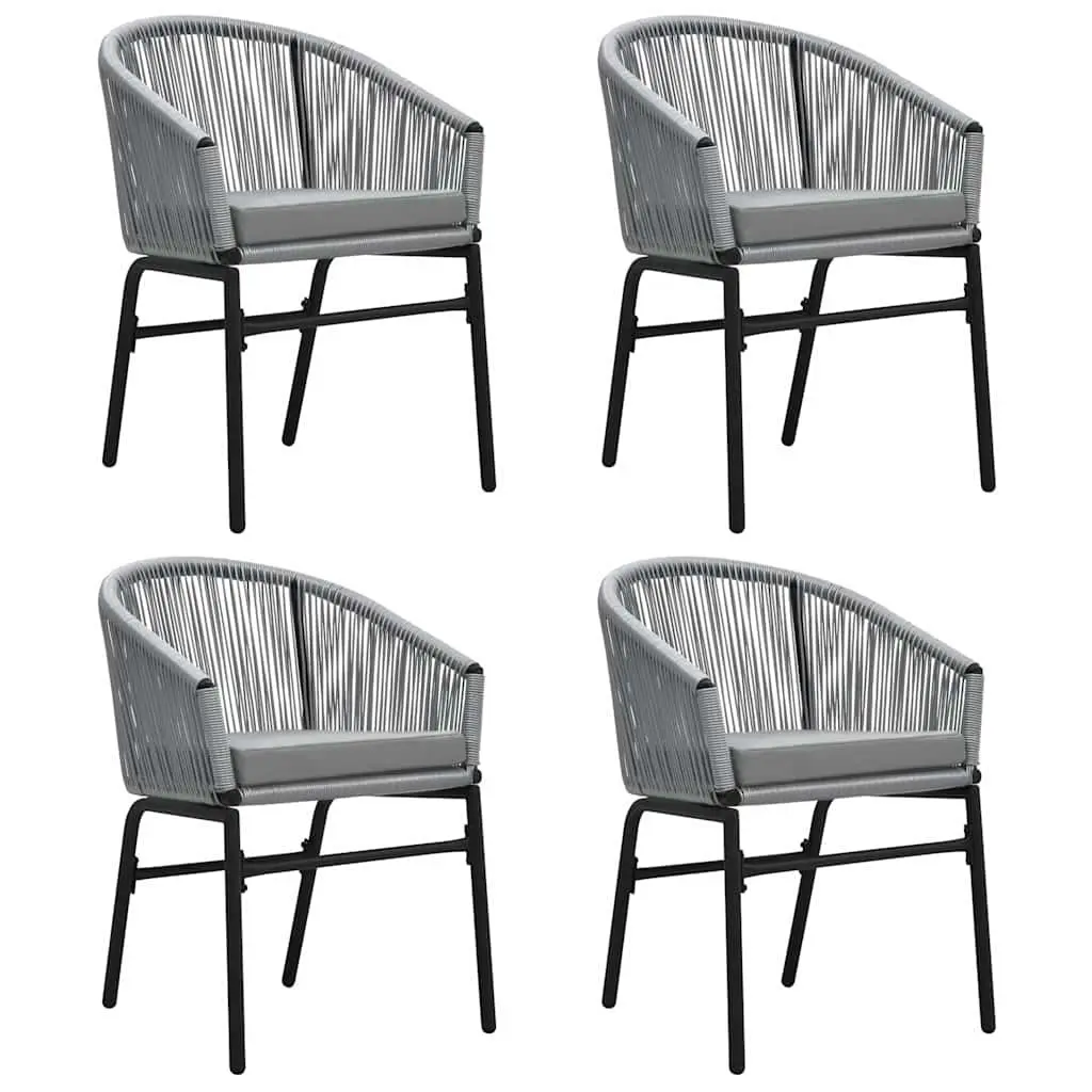 5 Piece Garden Dining Set Outdoor Patio Furniture Grey Steel Frame Glass Top