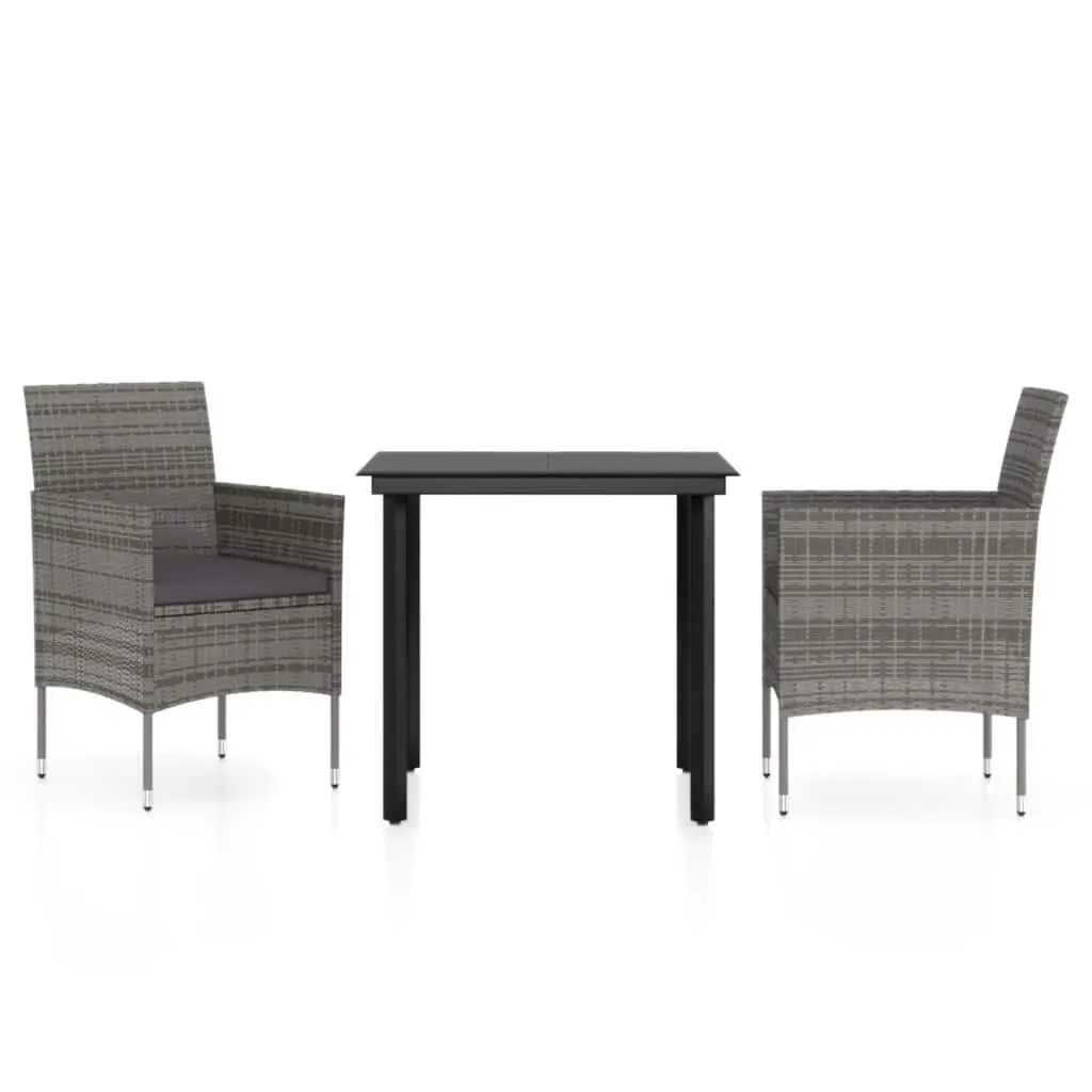 Outdoor Dining Set 3 Piece Table Chairs Grey Black