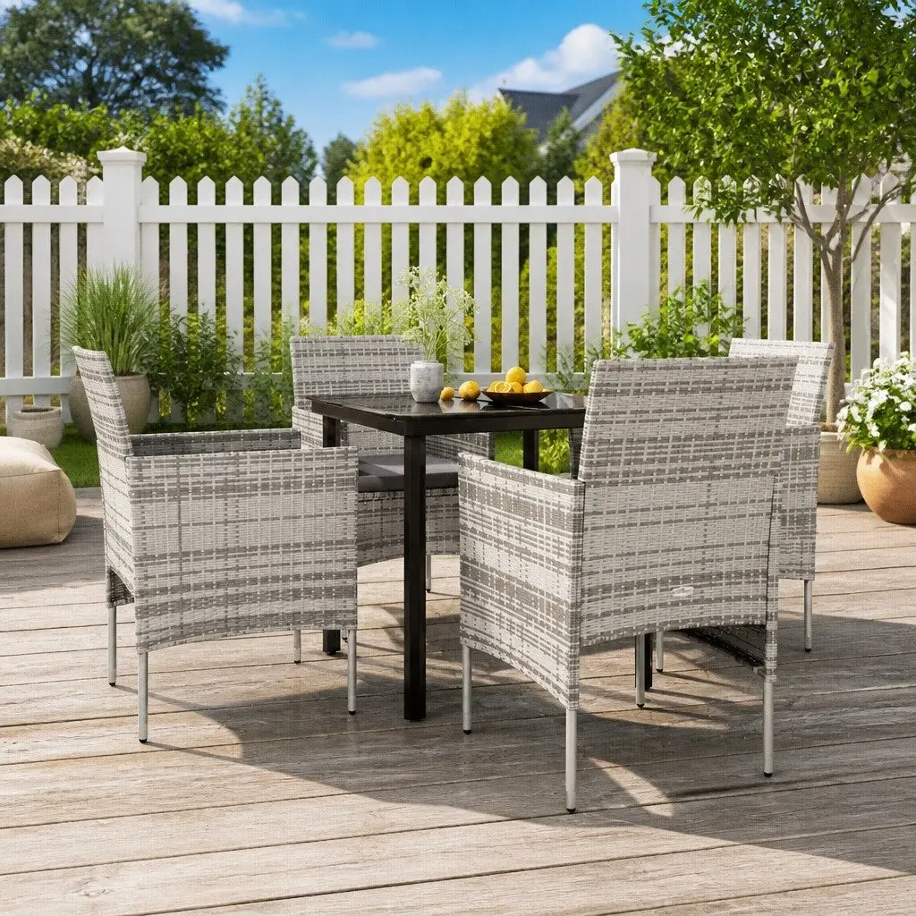 5 Piece Outdoor Dining Set Garden Furniture Table Chairs Grey