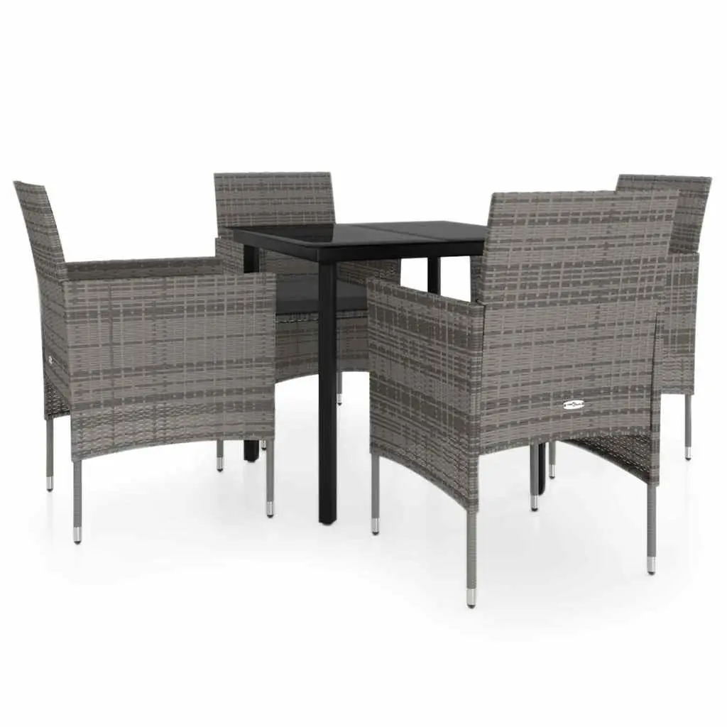 5 Piece Outdoor Dining Set Garden Furniture Table Chairs Grey