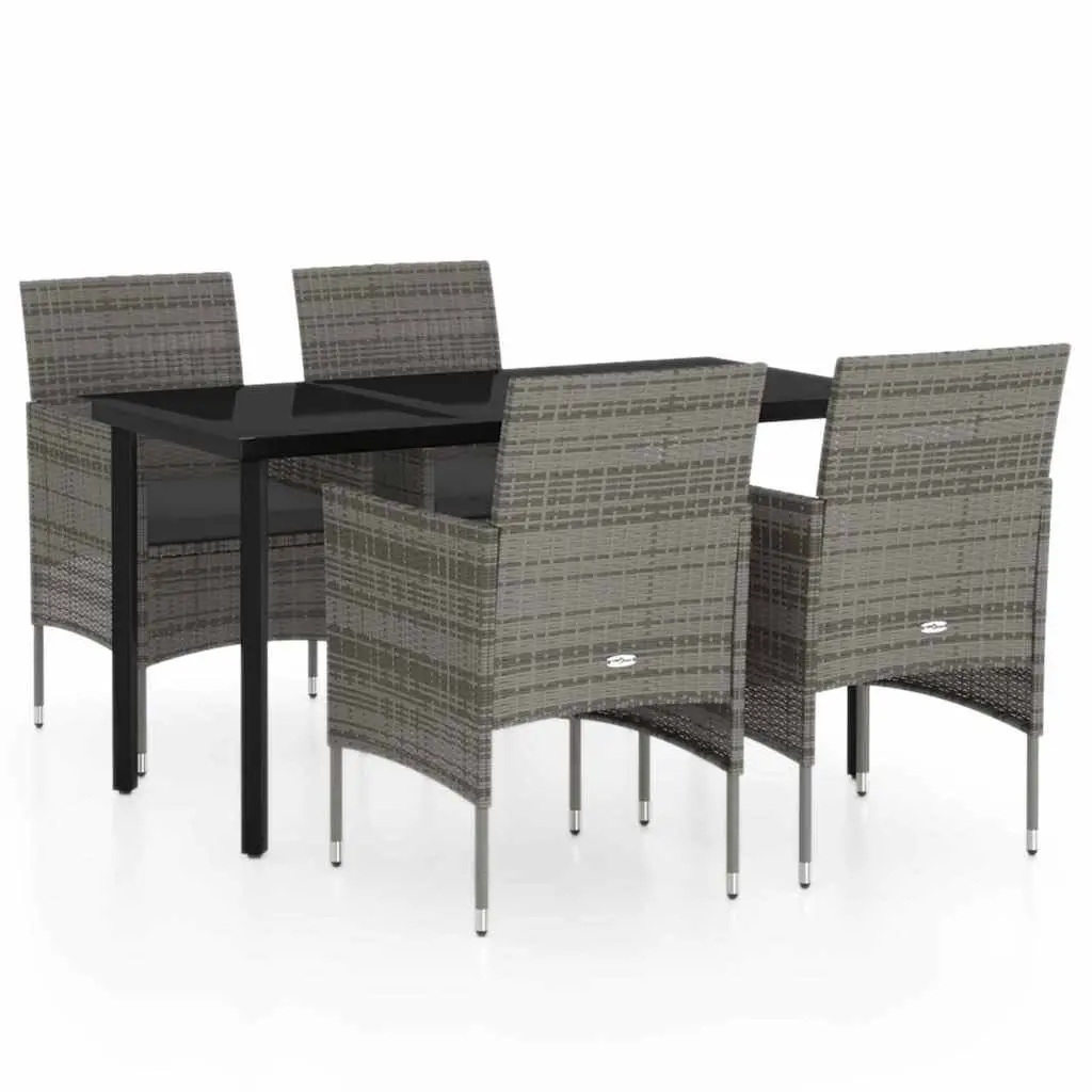 Garden Dining Set 5 Piece Outdoor Furniture Table Chairs Cushions Grey Black