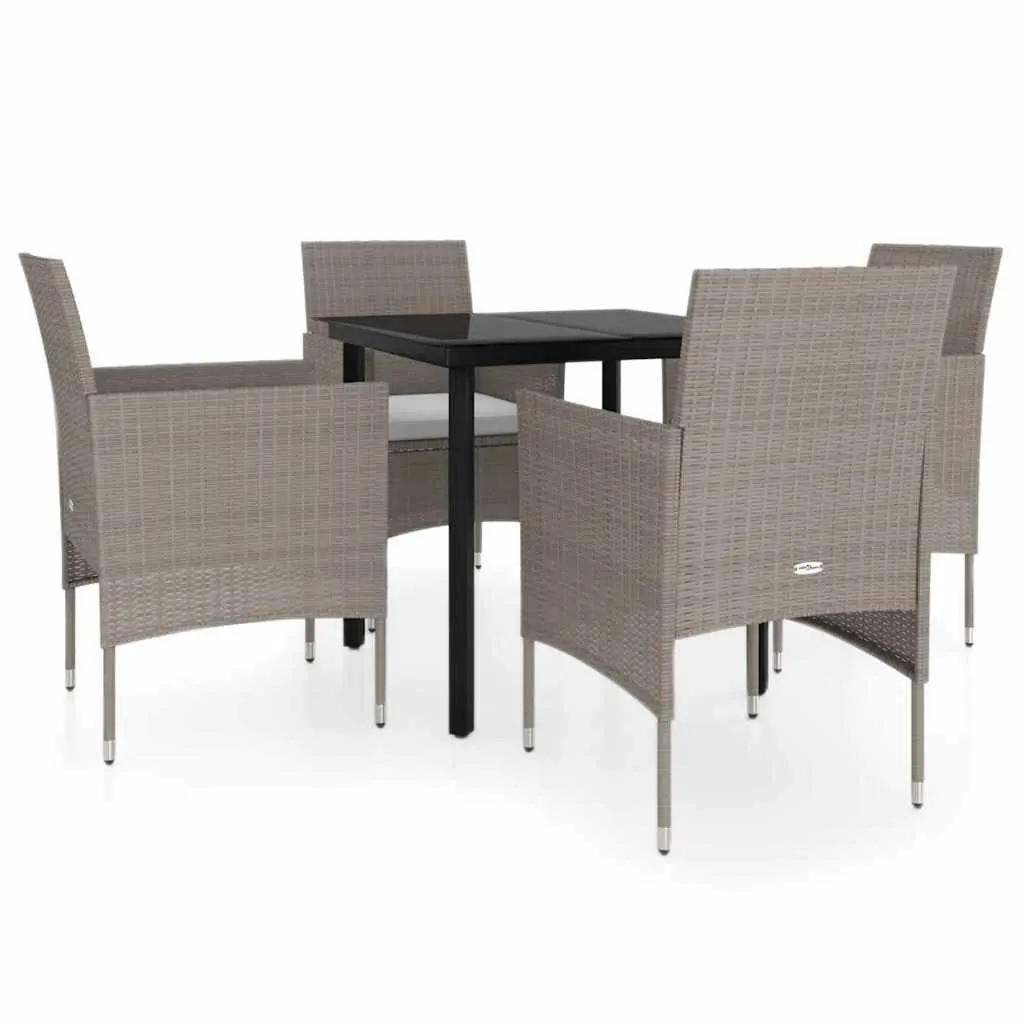 Garden Dining Set Outdoor Furniture 5 Piece Table Chairs Cushions Beige Black