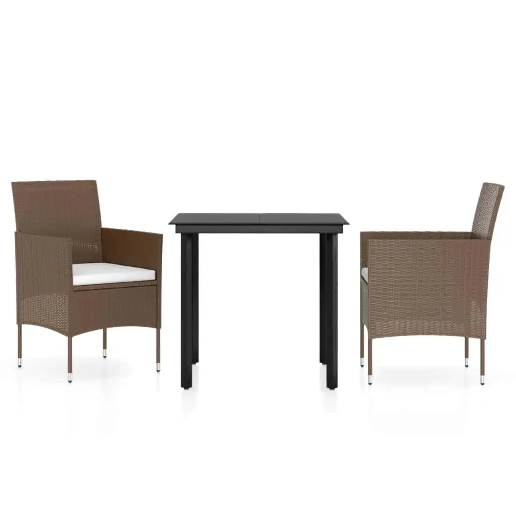 Garden Dining Set 3 Piece Outdoor Furniture Table Chairs with Cushions