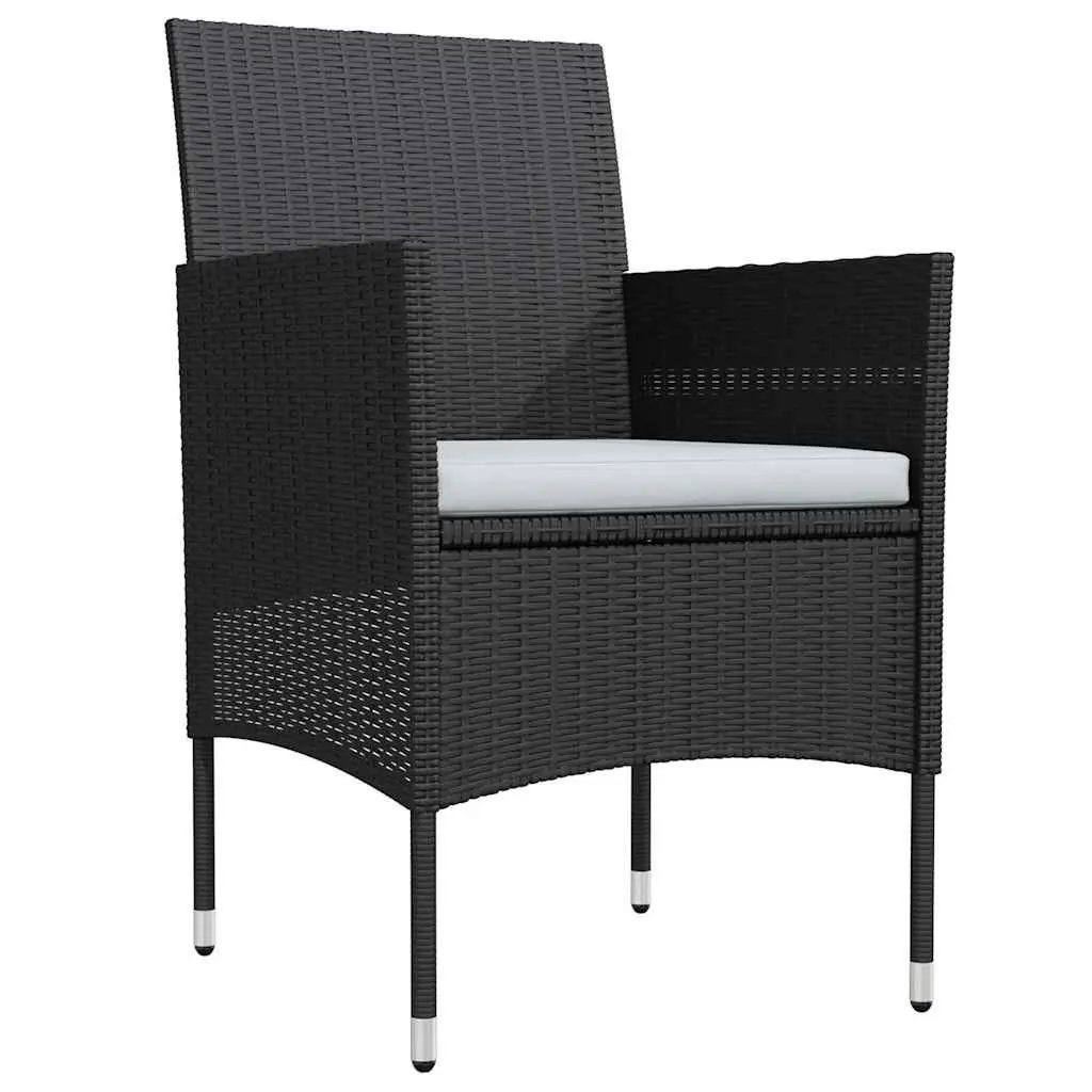 7 Piece Outdoor Dining Set with Cushions Black Garden Patio Furniture Table