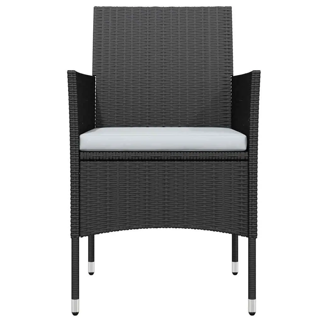 7 Piece Outdoor Dining Set with Cushions Black Garden Patio Furniture Table