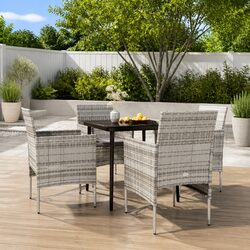 5 Piece Outdoor Dining Set Garden Furniture Table Chairs Grey Black Patio