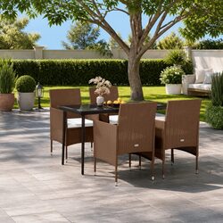Sturdy Garden Dining Set - 5 Piece with Cushions