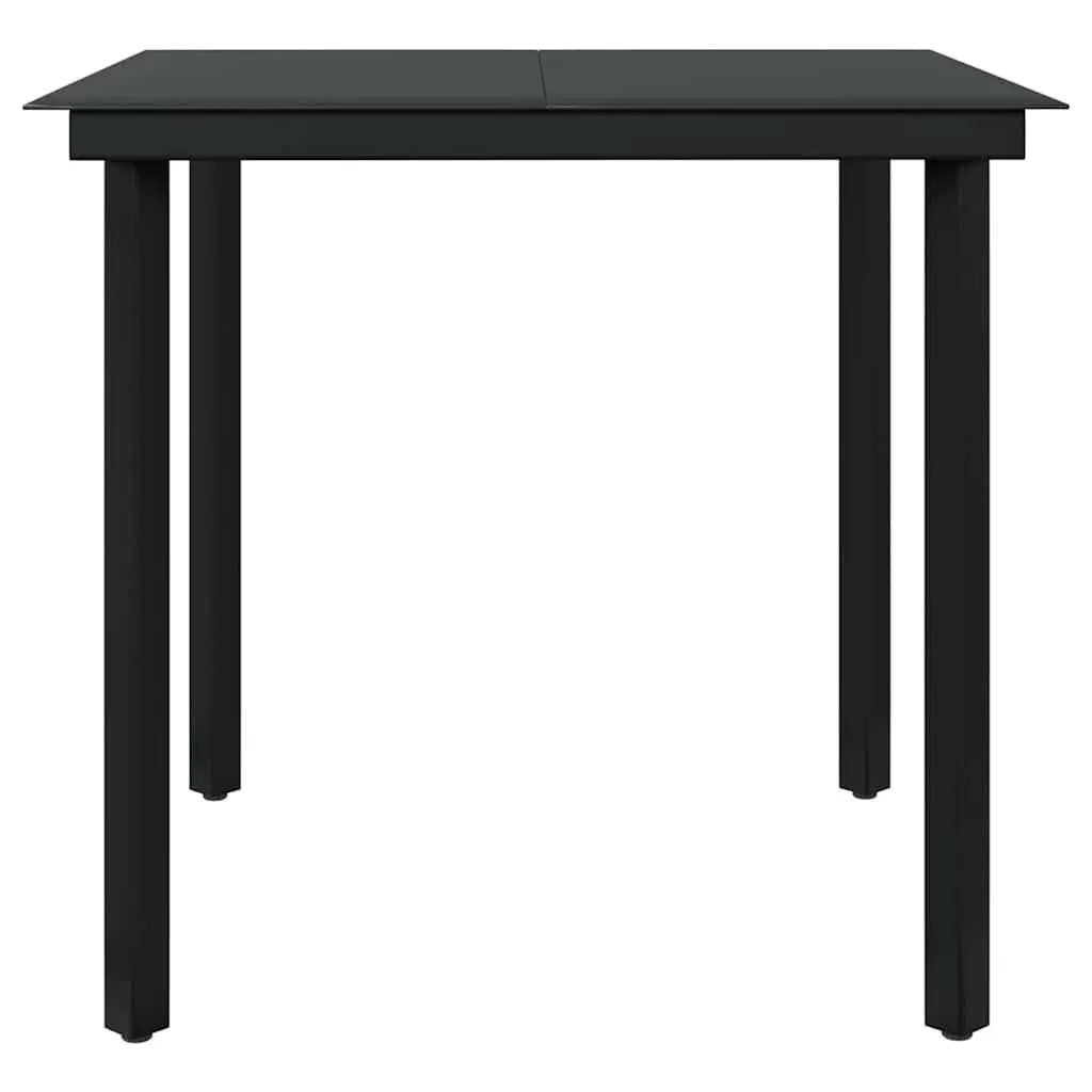 Outdoor Dining Set Black Rattan Chairs with Cushions Glass Table 5 Piece for Garden and Patio