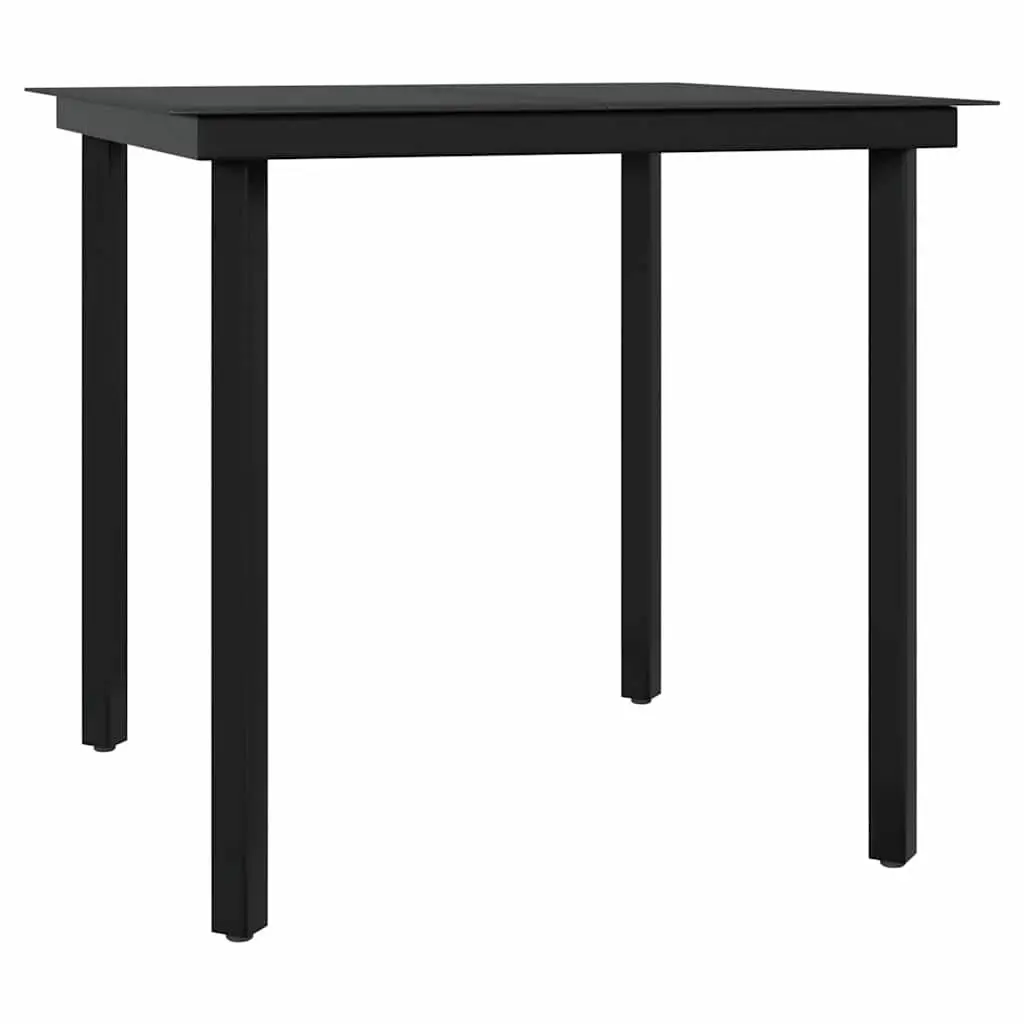 Outdoor Dining Set Grey Black Glass Table Rattan Chairs with Cushions 3 Piece