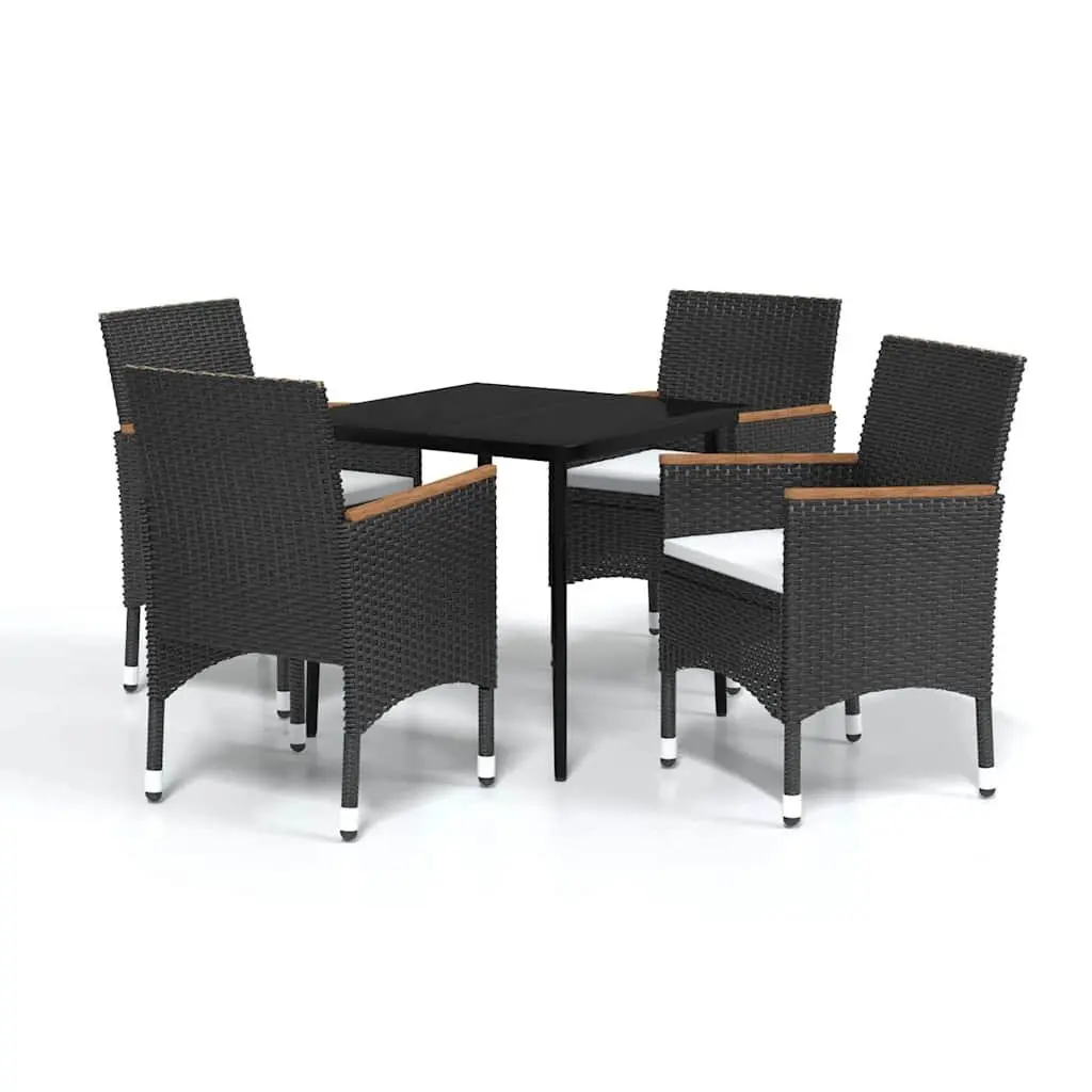 Garden Dining Set 5 Piece Outdoor Furniture Table Chairs Cushions Black