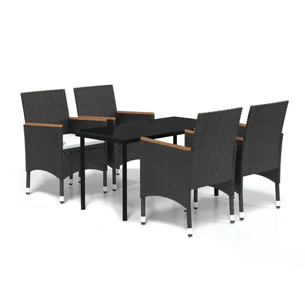 Garden Dining Set 5 Piece Outdoor Furniture Table Chairs Black Rattan