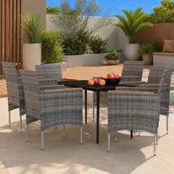 Reliable Outdoor Dining Set 7 Piece Grey and Black