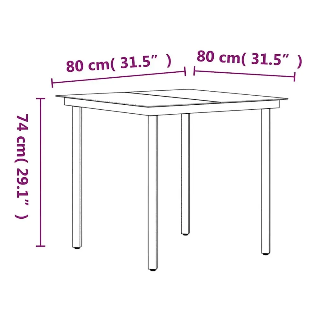 Garden Dining Set Outdoor Furniture 3 Piece Black Reclining Chairs Glass Table