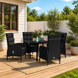 Comfortable 5-Piece Outdoor Dining Set with Recliners