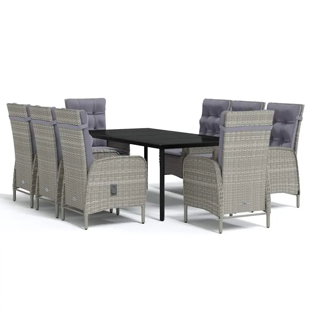 Garden Dining Set 9 Piece Outdoor Furniture Table Chairs Grey Black Rattan