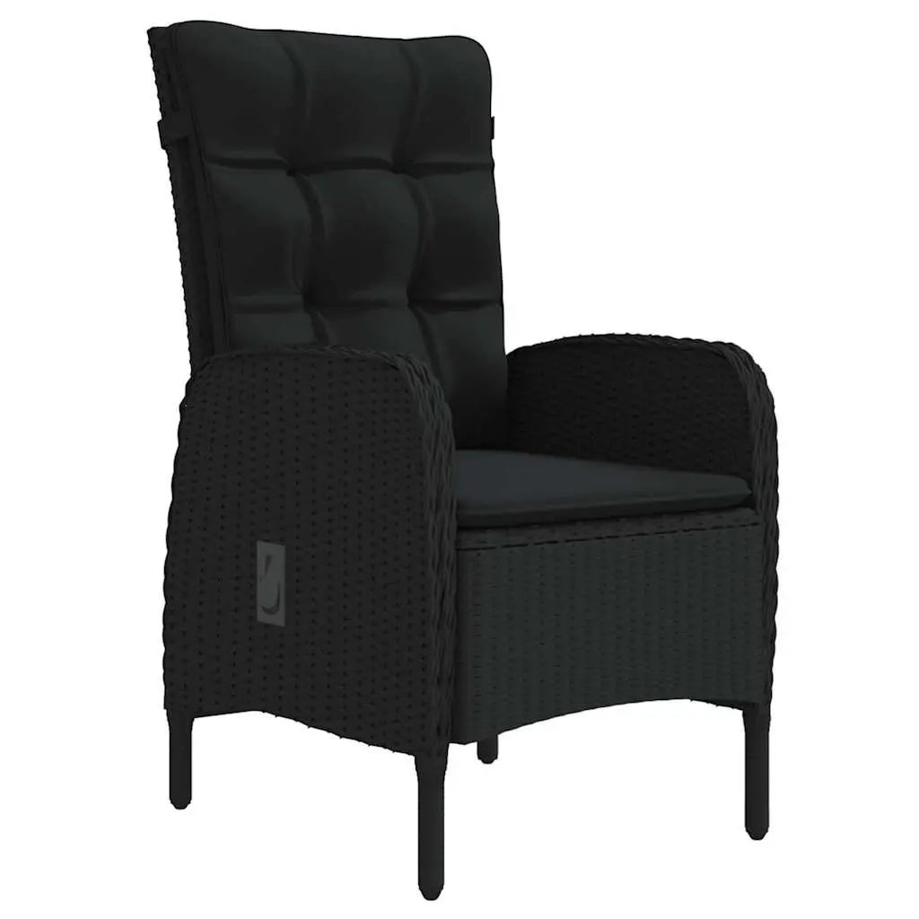 Outdoor Dining Set Garden Furniture 5 Piece Black Steel Rattan with Cushions