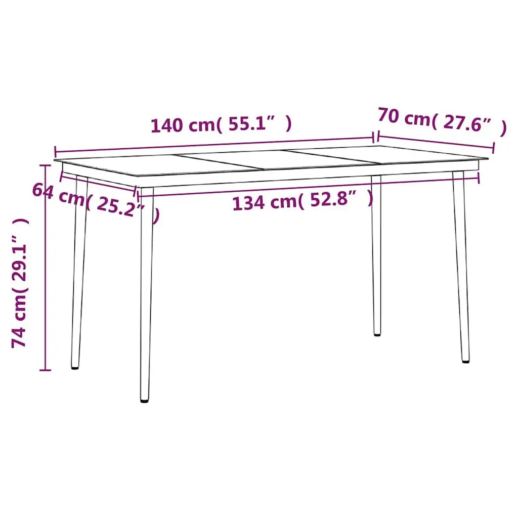 7 Piece Reclining Chair Outdoor Dining Set Black Glass Table