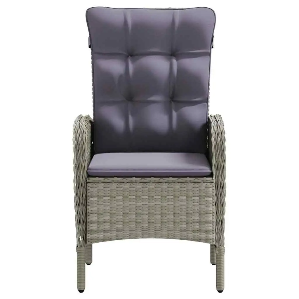 3 Piece Outdoor Dining Set Grey Black Rattan Chairs Glass Top Steel Frame