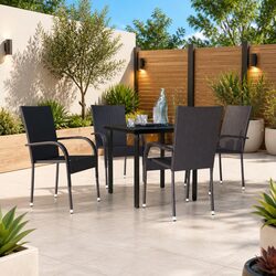 5-Piece Black Steel Dining Set: Reliable and Stylish