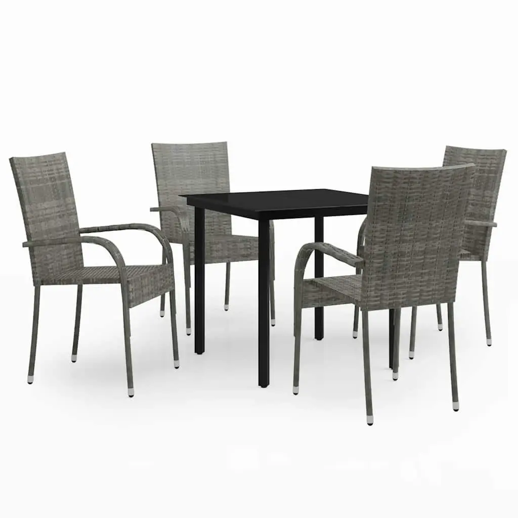 5 Piece Garden Dining Set Outdoor Dining Table Chairs Grey Black