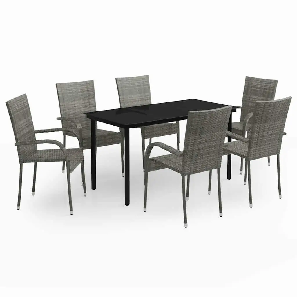 Garden Dining Set 7 Piece Outdoor Furniture Table Chairs Glass Top Patio