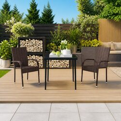 Reliable 3-Piece Outdoor Dining Set in Brown